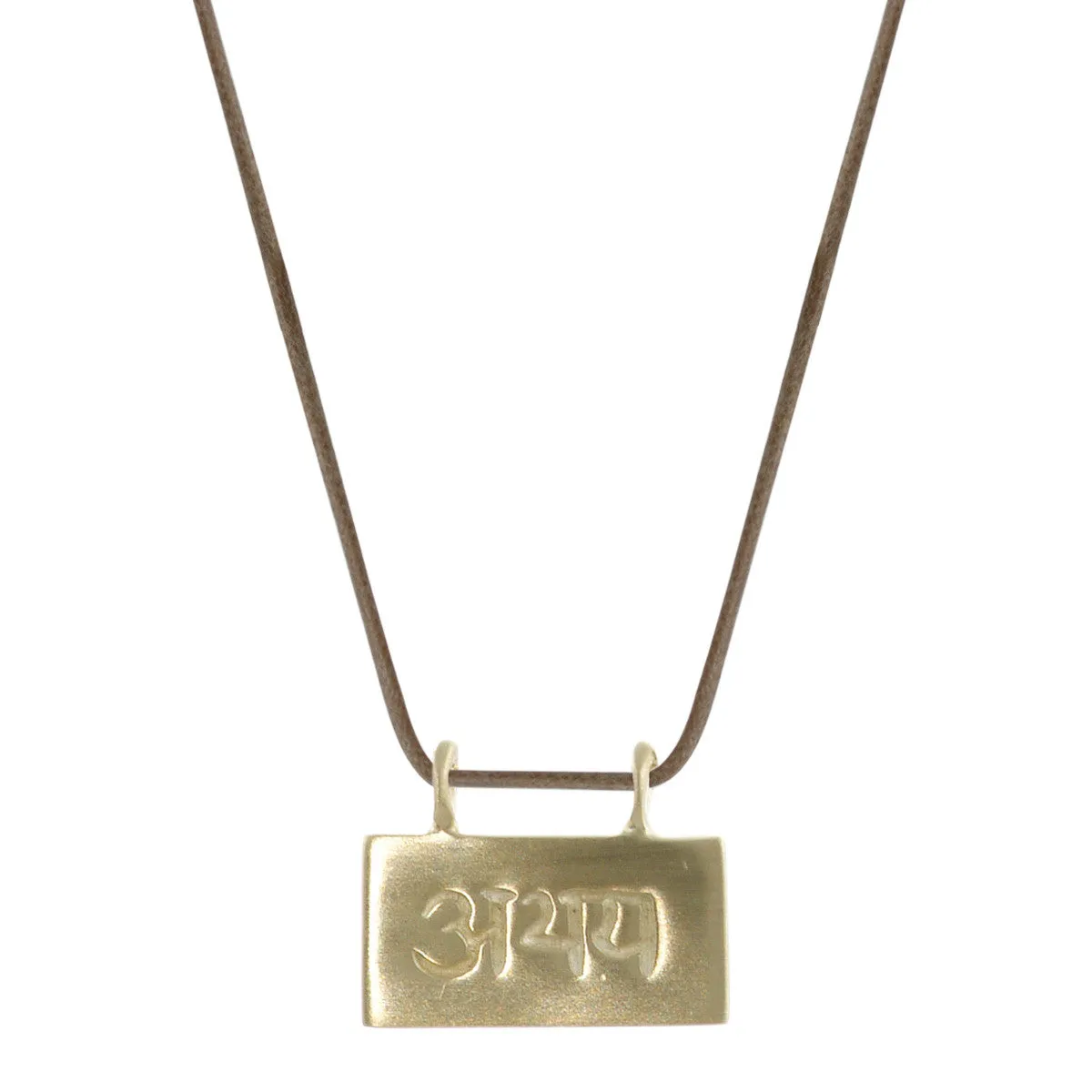 10K Gold Fearlessness Slate Pendant on Natural Cord