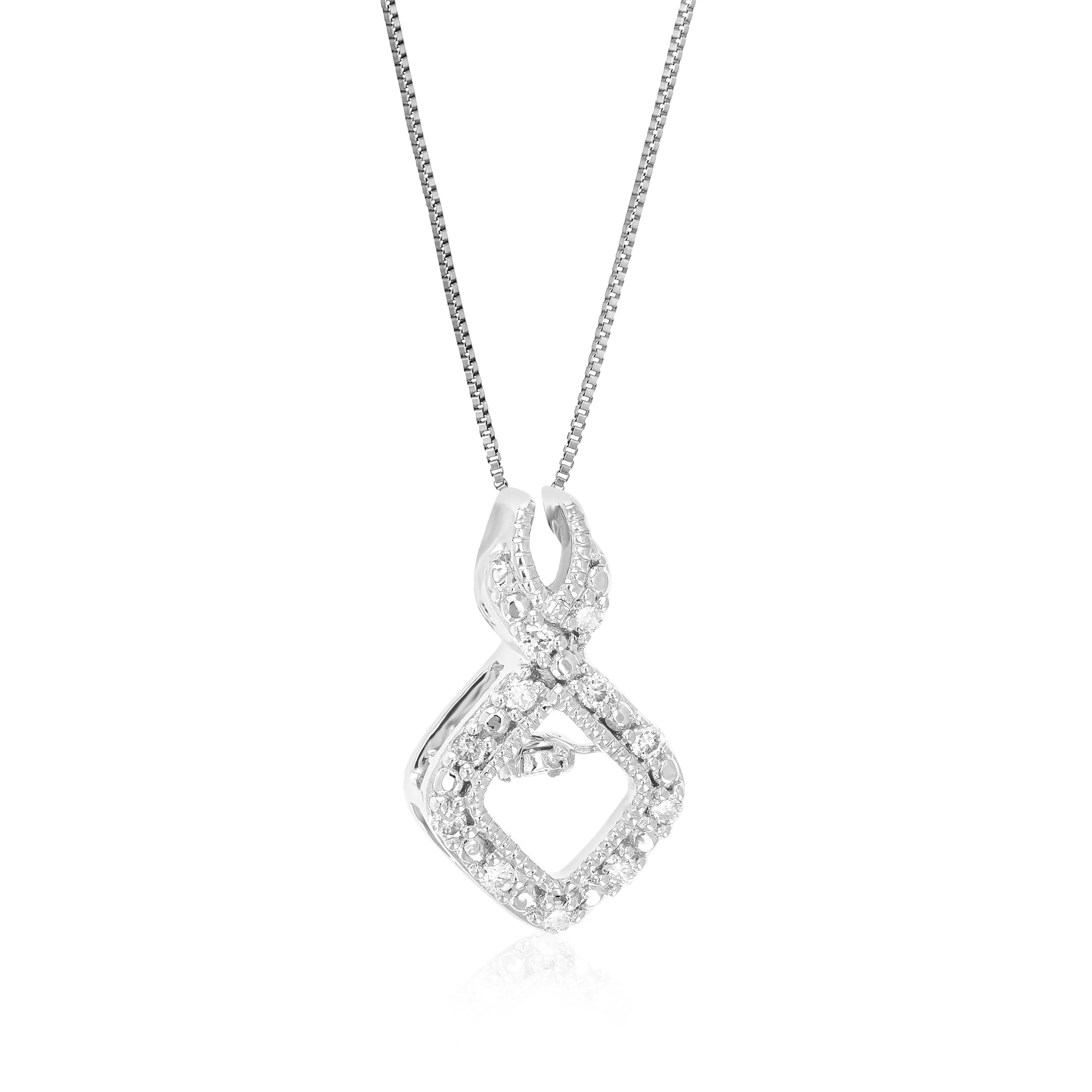 1/12 cttw Round Cut 12 Stones Lab Grown Diamond Pendant Necklace .925 Sterling Silver 1/2 Inch With 18 Inch Chain