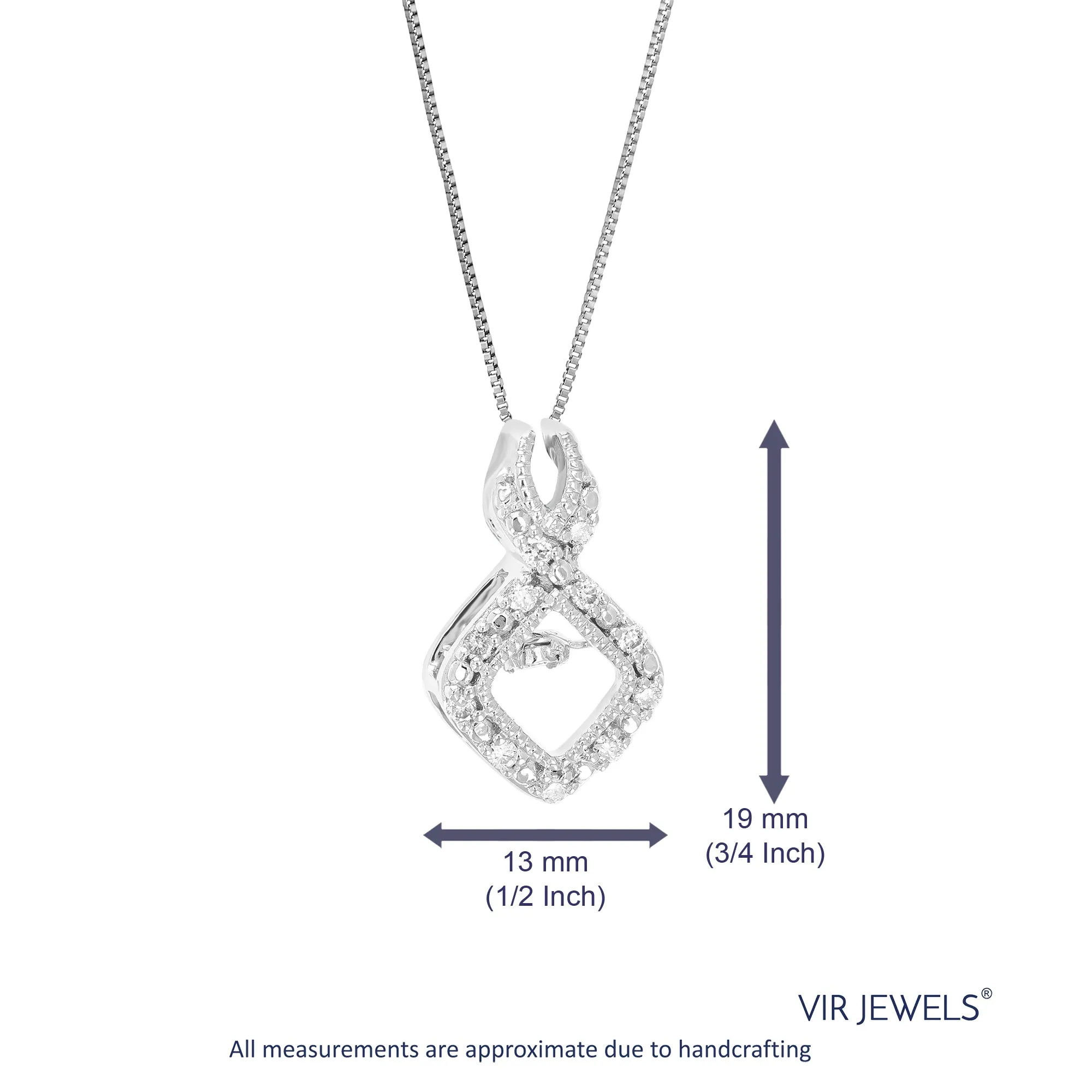 1/12 cttw Round Cut 12 Stones Lab Grown Diamond Pendant Necklace .925 Sterling Silver 1/2 Inch With 18 Inch Chain