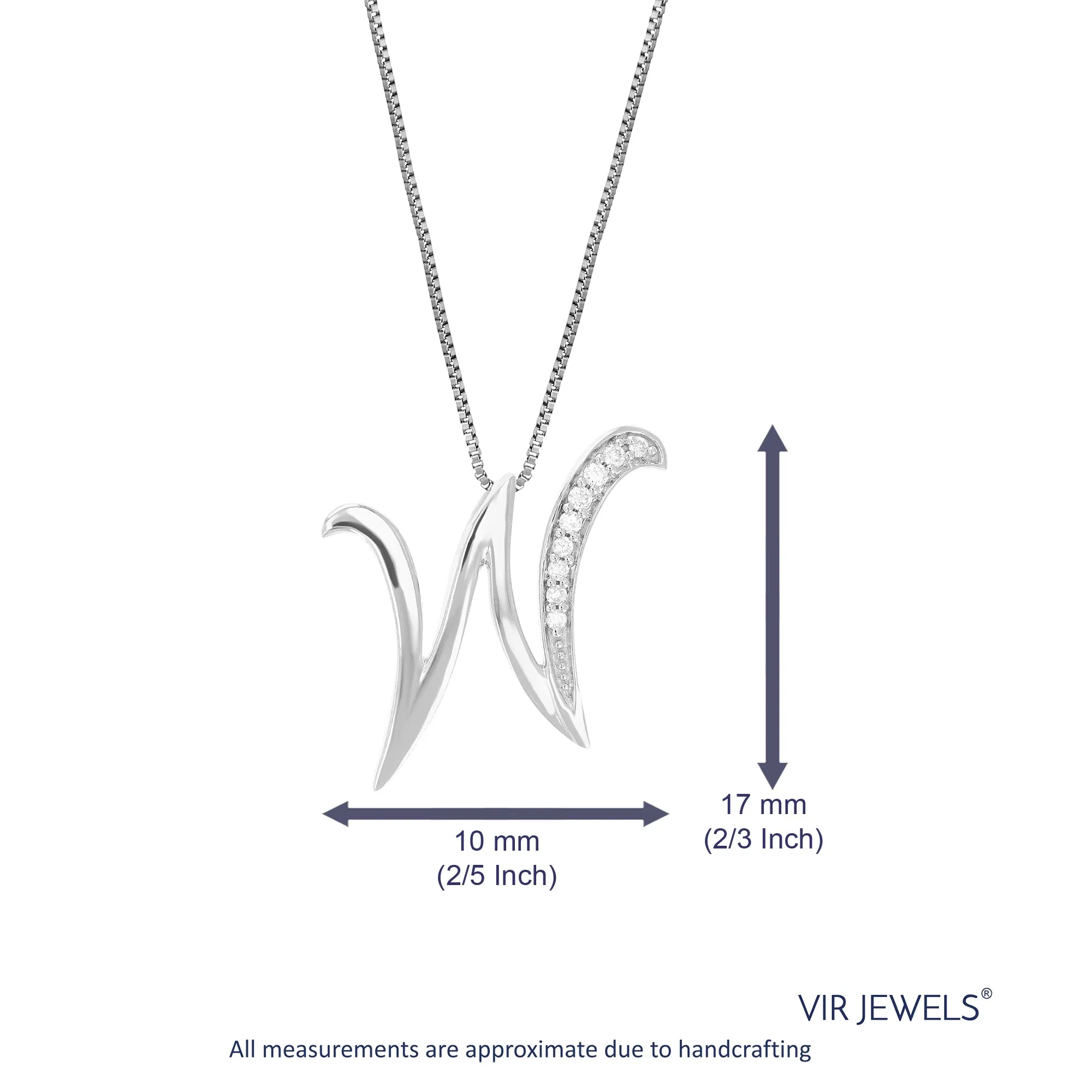 1/12 cttw Round Cut 9 Stones Lab Grown Diamond Pendant Necklace .925 Sterling Silver 2/5 Inch With 18 Inch Chain