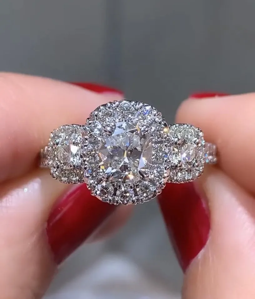 1.37ct tw Henri Daussi Designer Cushion Cut Three Stone Dimond Engagement Ring