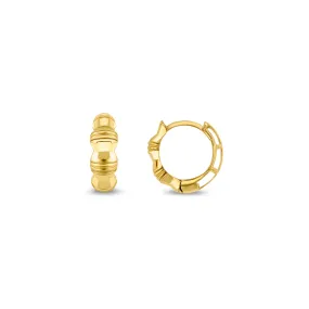 14K DC HORIZONTAL LINES PATTERN HUGGIES (ERTG293-14K)