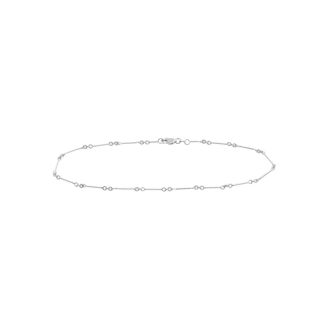 14K Yellow Gold and White Gold 0.8mm Fancy Twist Chain Anklet with Lobster Lock, 10"