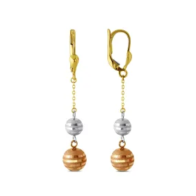 14KTC LONG EARRINGS WITH DANLINGS LC DC BALLS (ERTG188TC-14K)