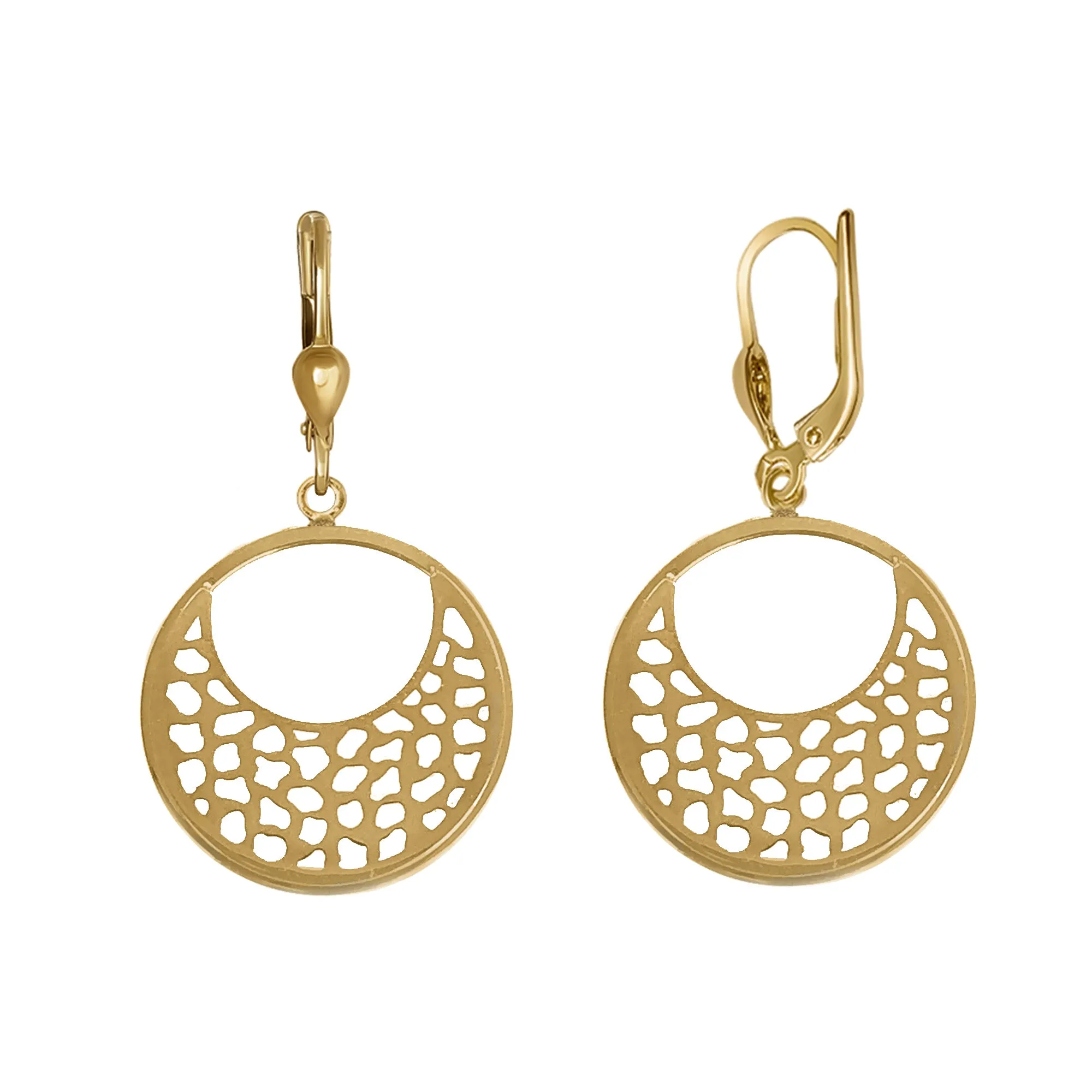 14KY  LEVER BACK ROUND  DANGLING EARRINGS (ERTG121-14K)