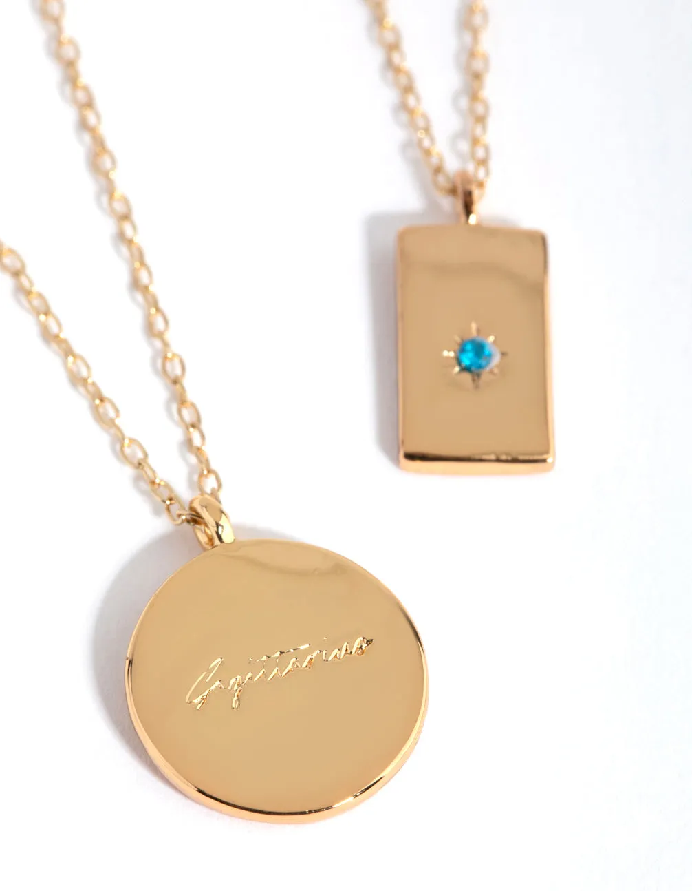 18ct Gold Plated Cubic Zirconia Sagittarius Necklace Set
