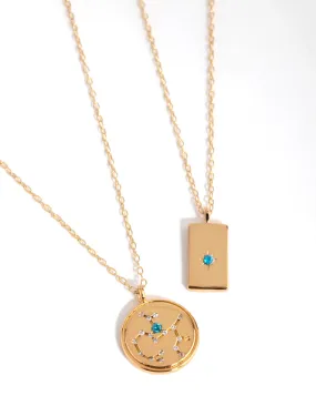 18ct Gold Plated Cubic Zirconia Sagittarius Necklace Set