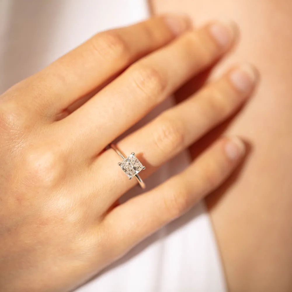 18ct White Gold 2.01ct Radiant Cut Diamond Melba Ring