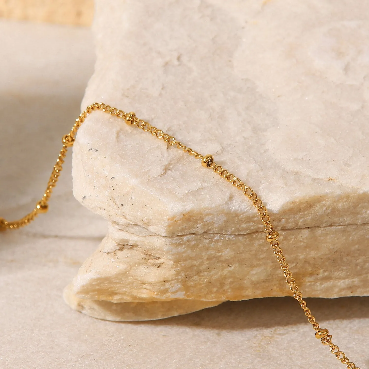 18K Gold Fine Classic Ball Bead Chain Stainless Steel Anklets