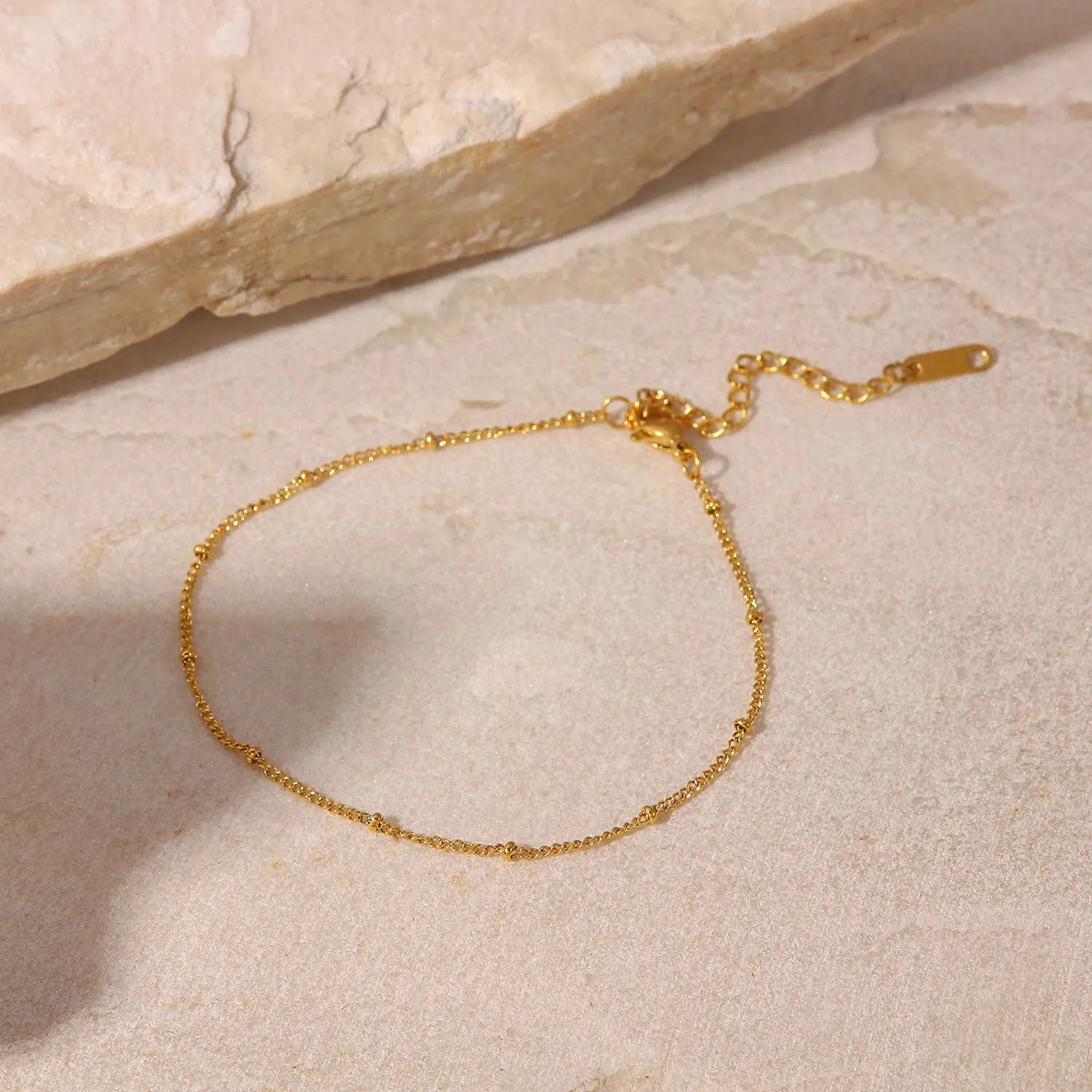 18K Gold Fine Classic Ball Bead Chain Stainless Steel Anklets