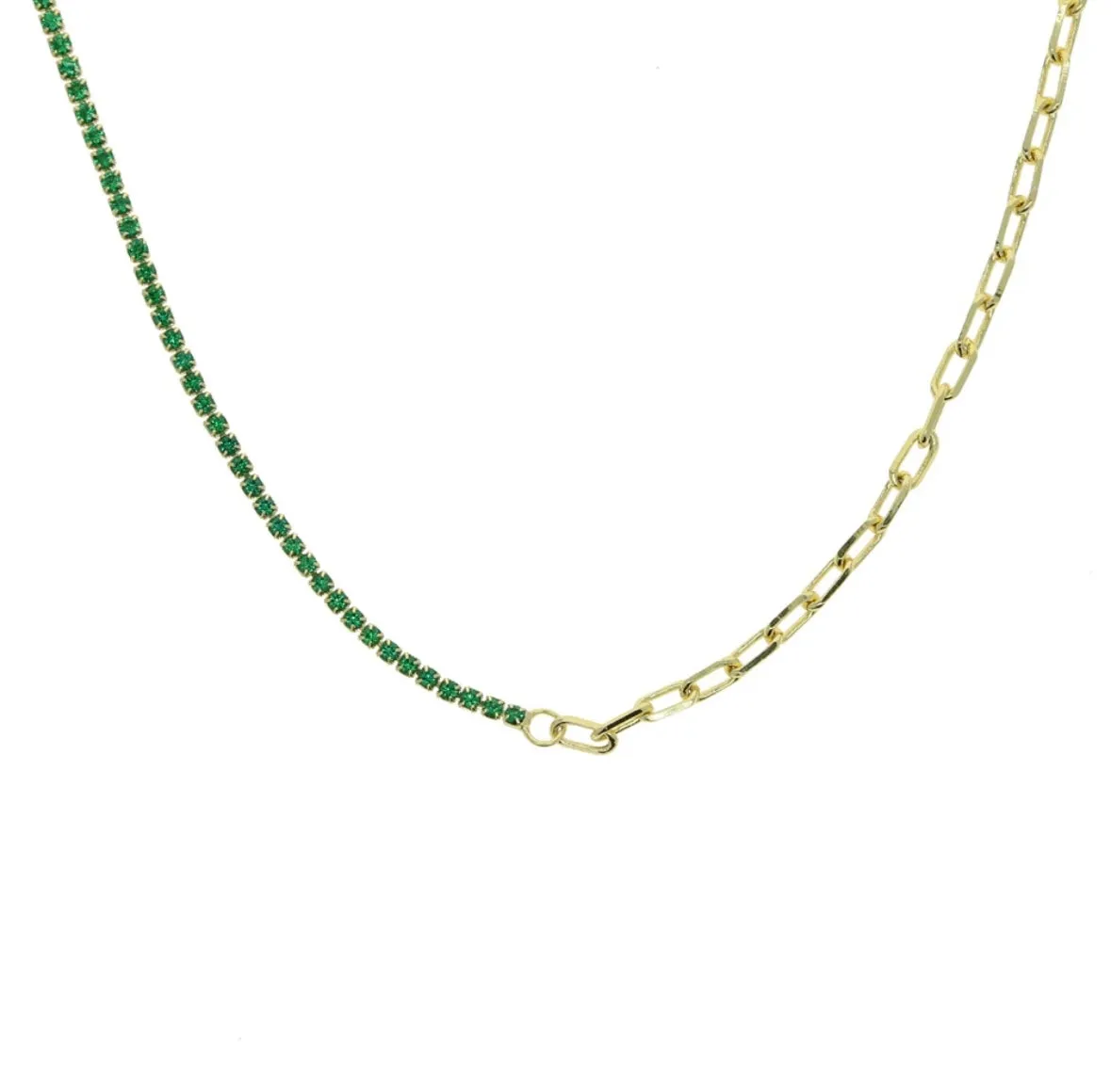 18k Gold Vermeil Half Link Half Gemstone Necklace: The Felicia