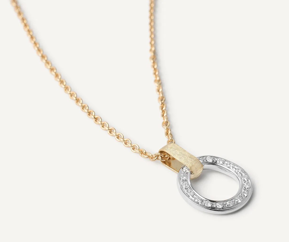 18K Yellow Gold Diamond Pavé Circle Pendant