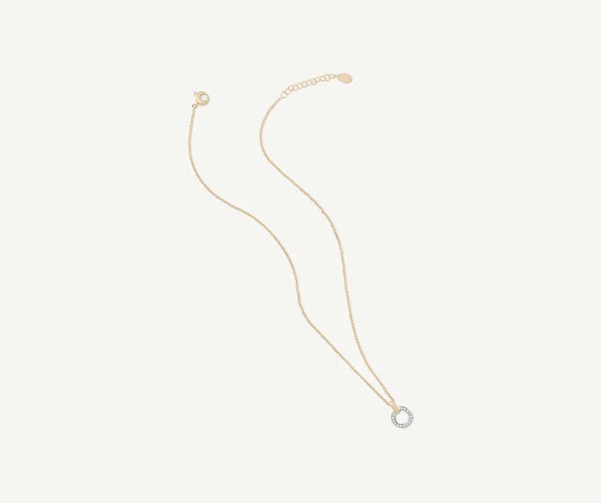 18K Yellow Gold Diamond Pavé Circle Pendant