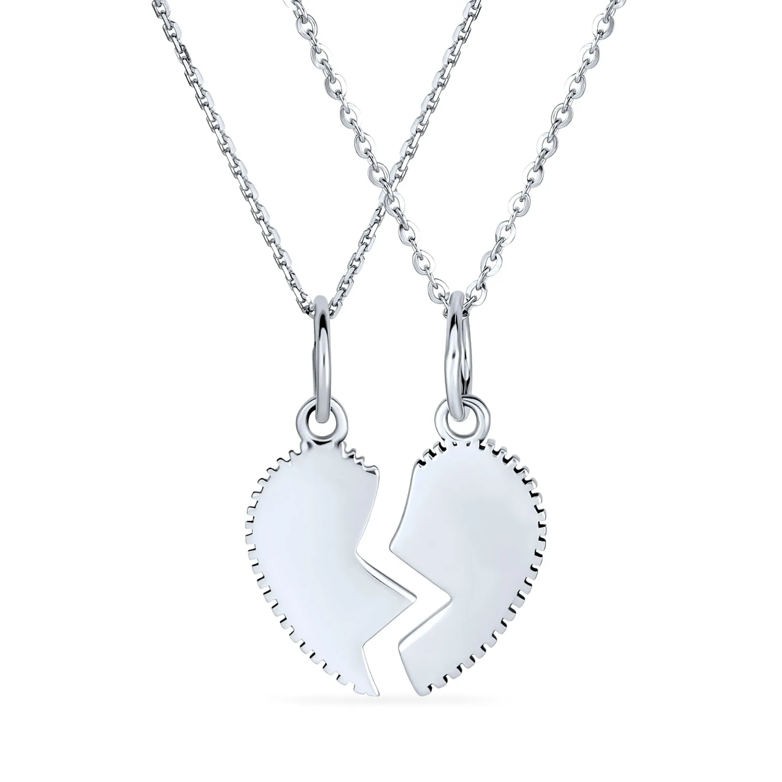 2 PCS Best Friend Aunt Niece Heart Puzzle Pendant Necklace in Sterling Silver