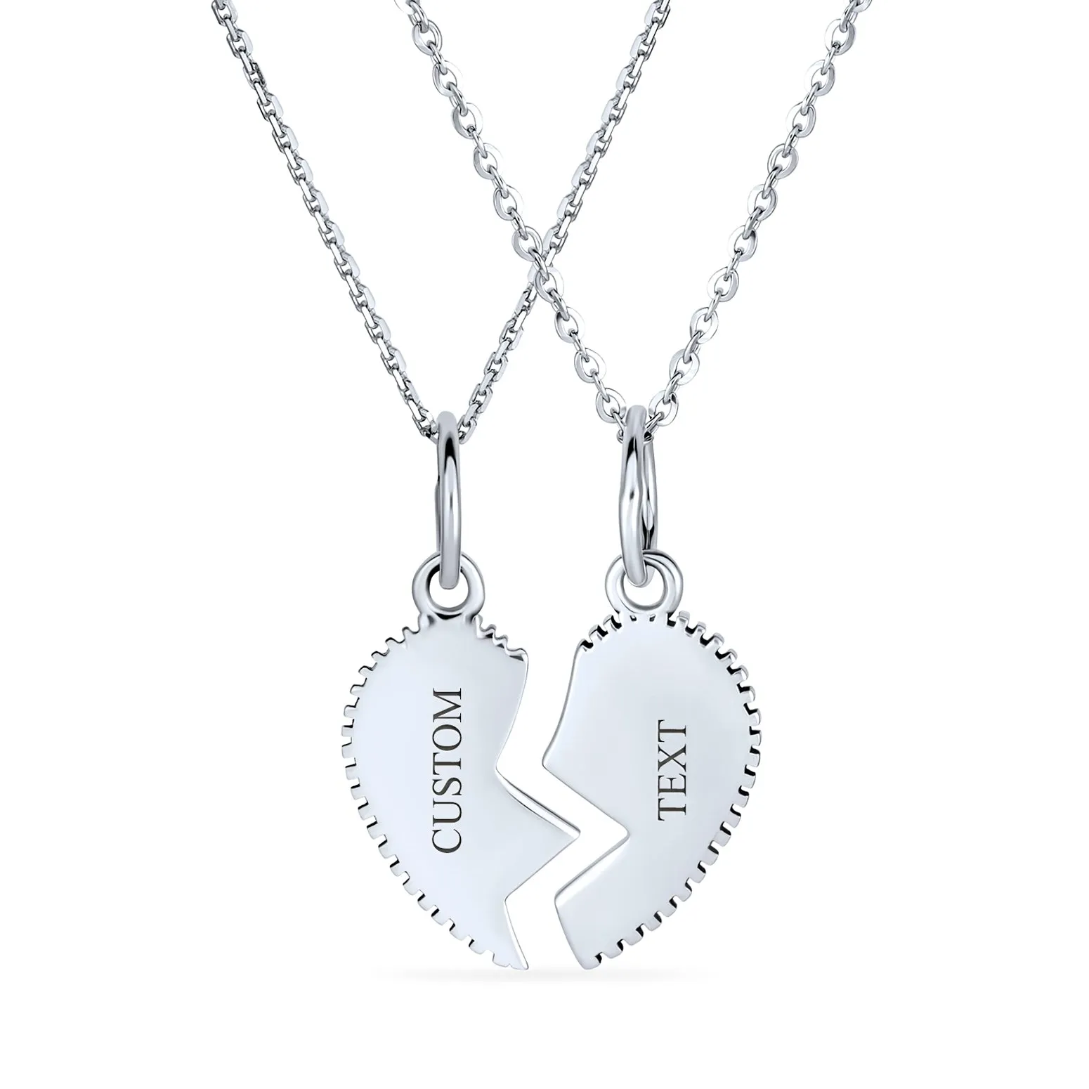 2 PCS Best Friend Aunt Niece Heart Puzzle Pendant Necklace in Sterling Silver