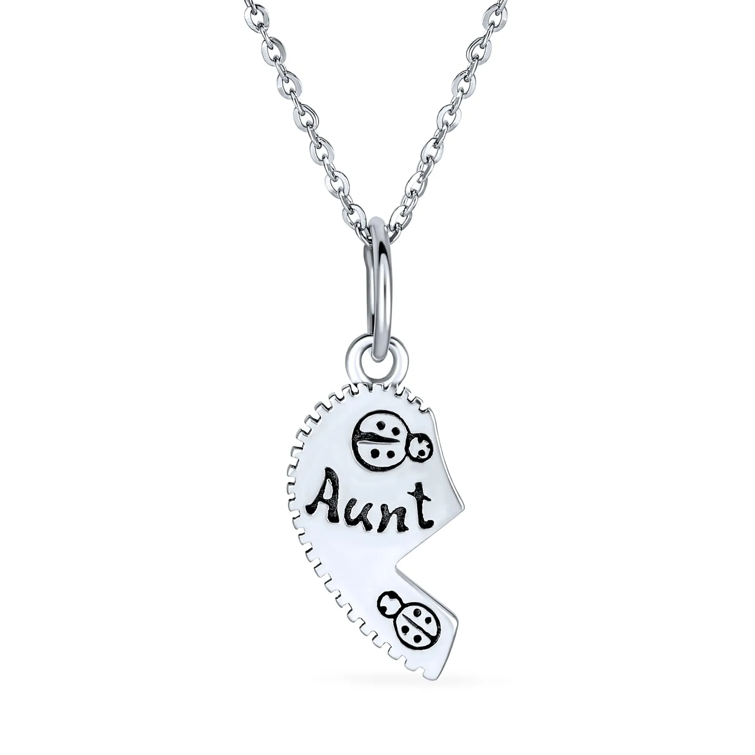 2 PCS Best Friend Aunt Niece Heart Puzzle Pendant Necklace in Sterling Silver