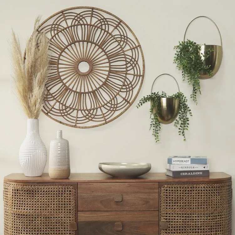 36" Round Wicker Wall Decor - Brown