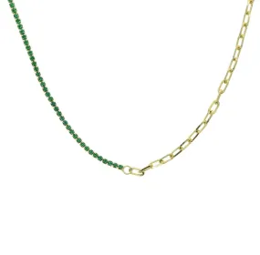 5 For 60% Off - 18k Gold Vermeil Half Link Half Gemstone Necklace: The Felicia