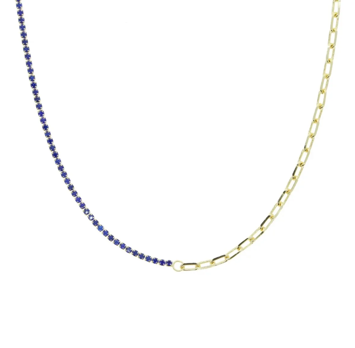 5 For 60% Off - 18k Gold Vermeil Half Link Half Gemstone Necklace: The Felicia