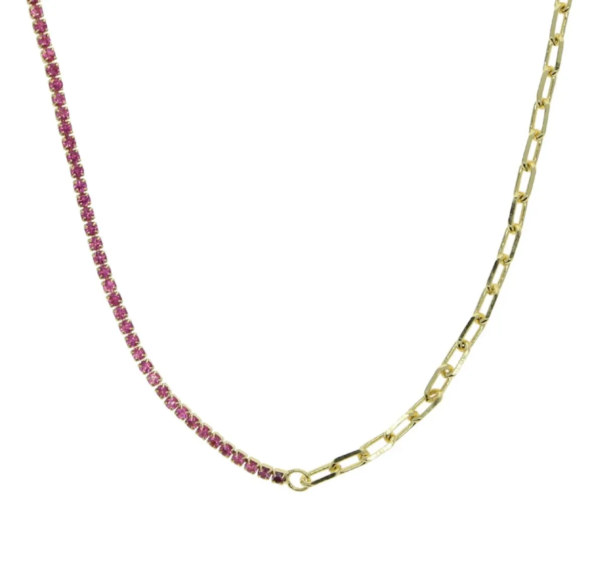 5 For 60% Off - 18k Gold Vermeil Half Link Half Gemstone Necklace: The Felicia