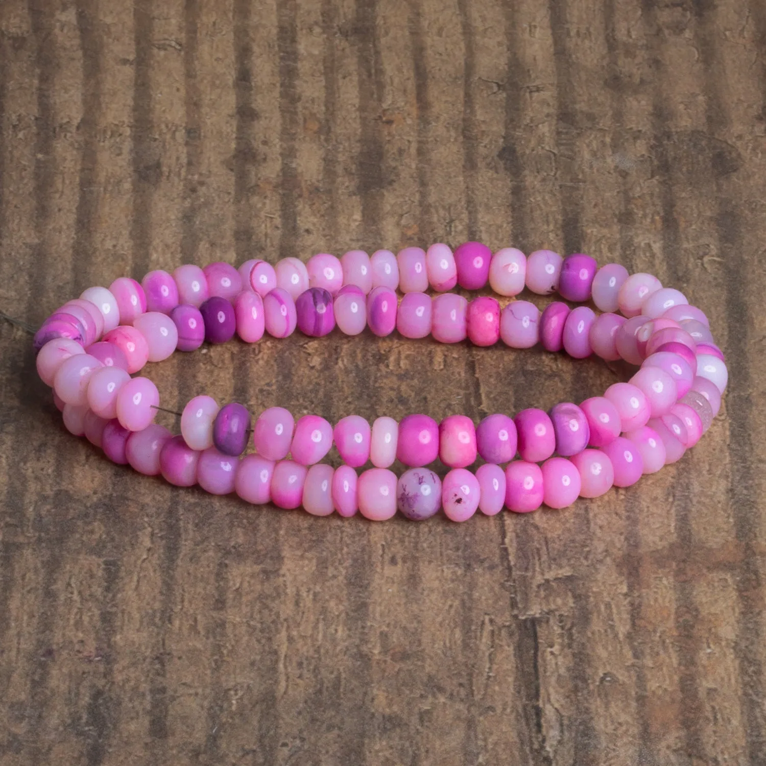 6.5mm Princess Pink Opal Plain Rondelles 16 inch 90 beads