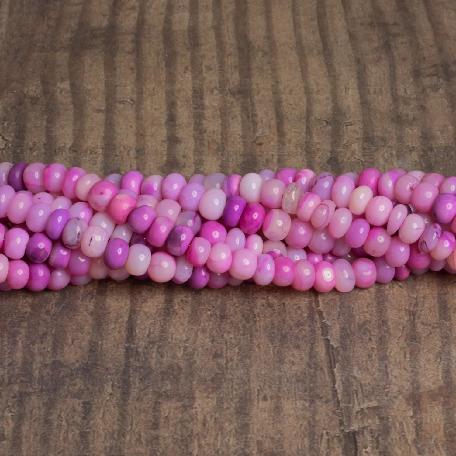 6.5mm Princess Pink Opal Plain Rondelles 16 inch 90 beads