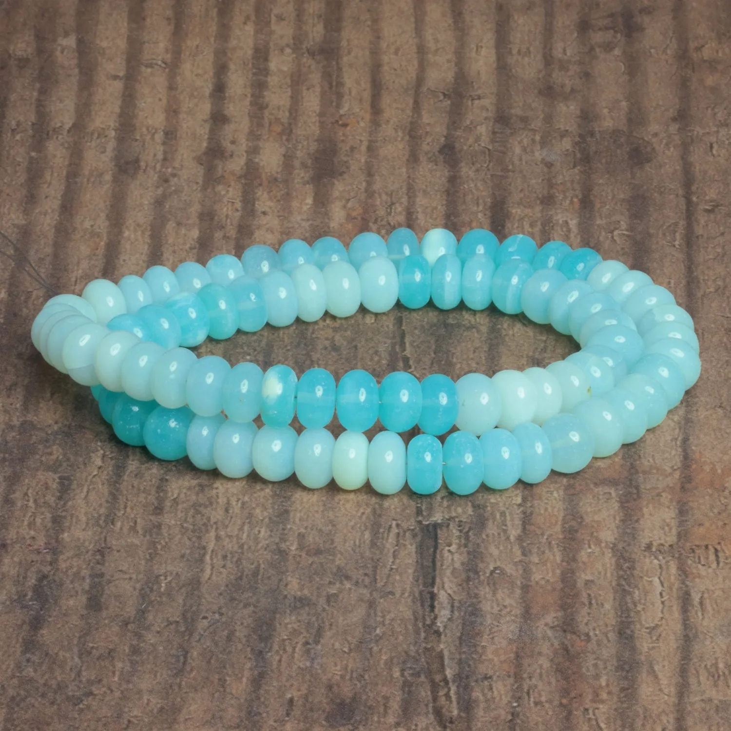8-9mm Sky Blue Opal Plain Rondelles 16 inch 70 beads
