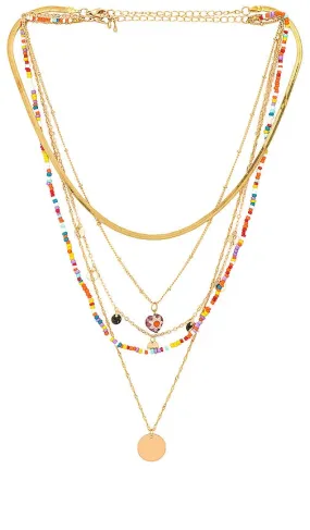 8 Other Reasons Beaded Layered Necklace in Metallic Gold
