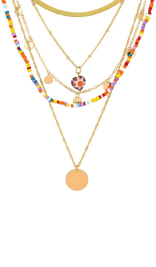 8 Other Reasons Beaded Layered Necklace in Metallic Gold