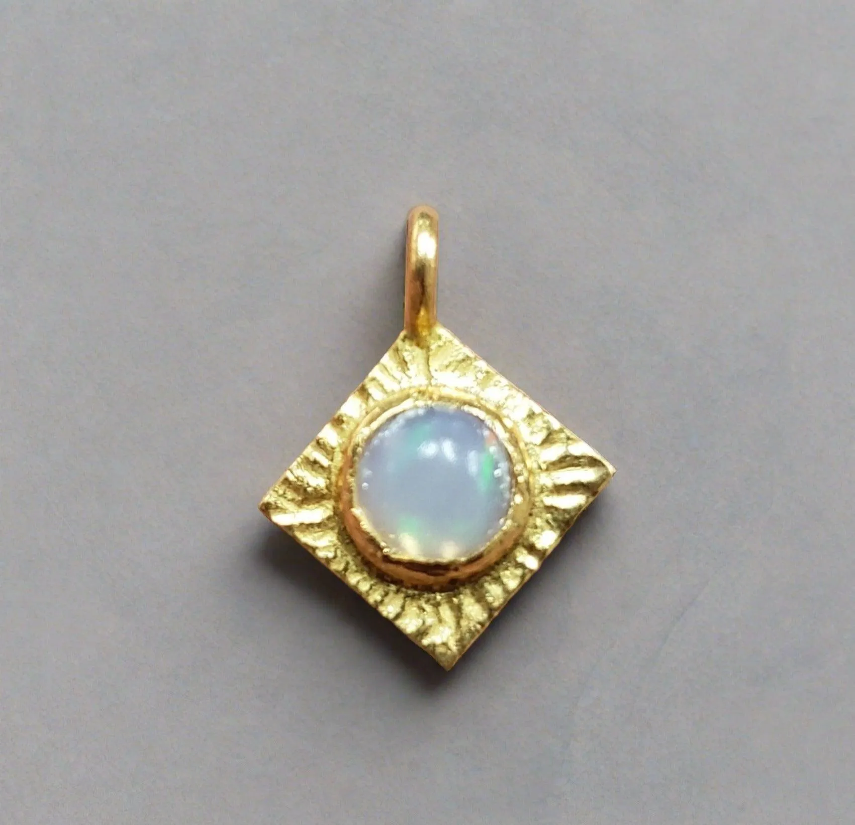 925 Opal Gold Vermeil Charm