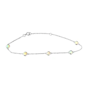 9kt White Gold bracelet 3mm Opal spaced dainty