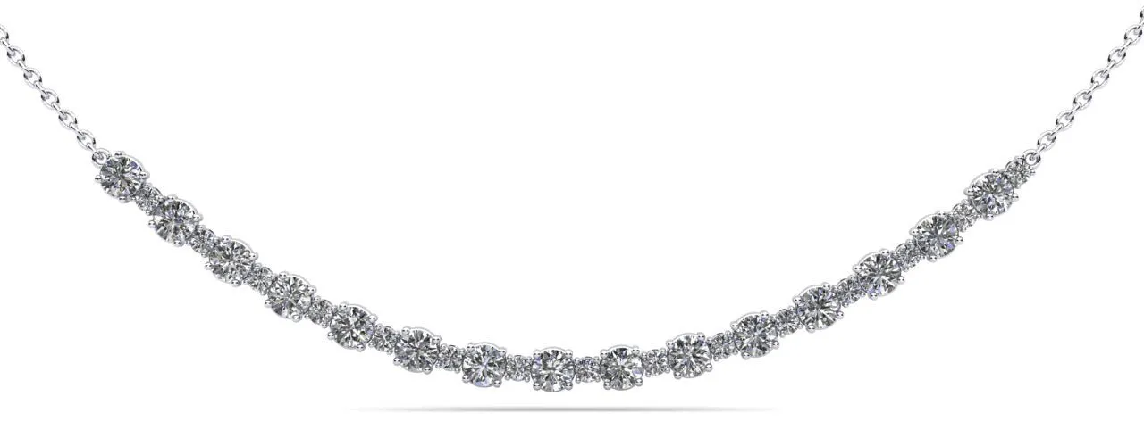 Alternating Diamond Tennis Lab-Grown Diamond Necklace with 2.06 ct.(finished) 1.7mm, 3.1mm