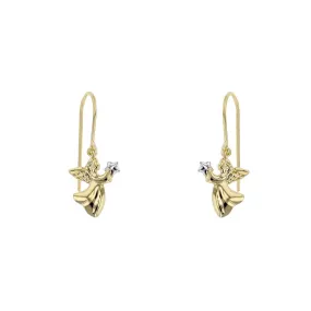 Angel Holding Star Dangling Earrings (14K)