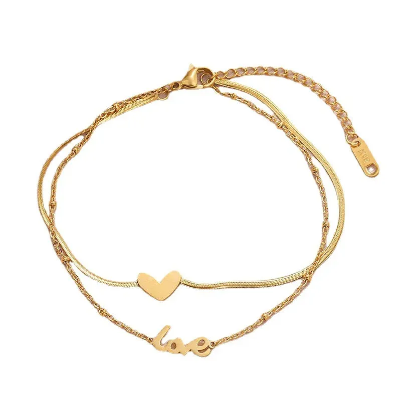 Anklet Double Layer Snake Gold Chain