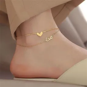 Anklet Double Layer Snake Gold Chain
