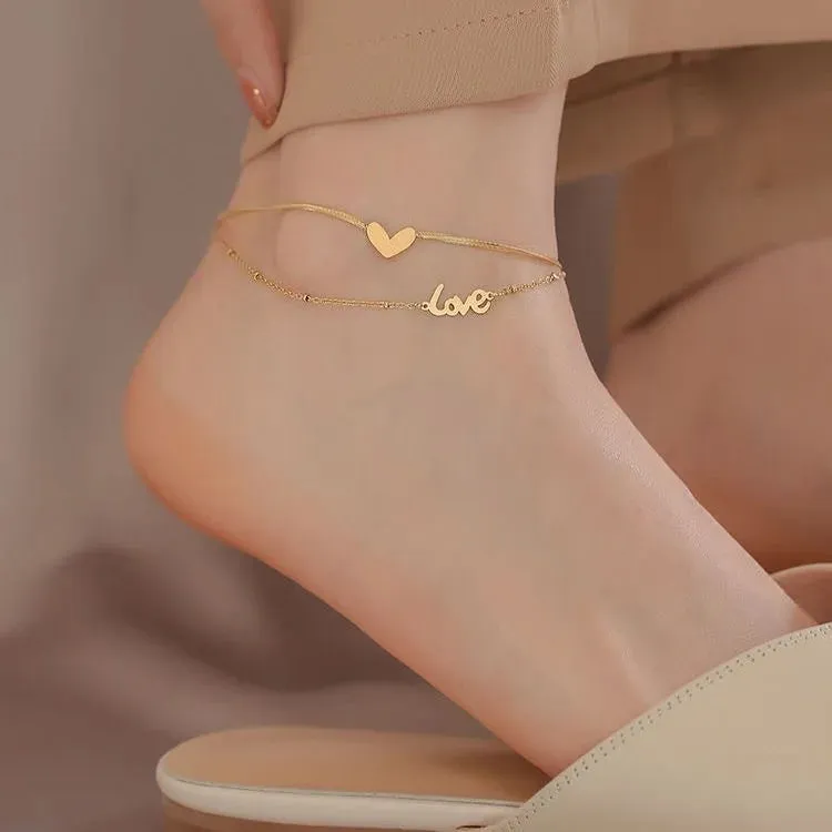 Anklet Double Layer Snake Gold Chain