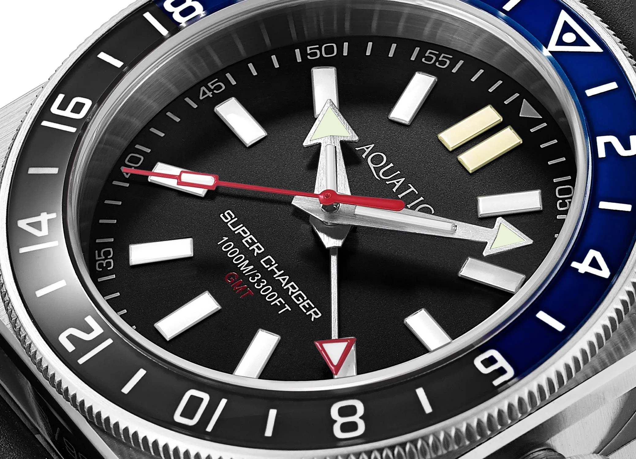 Aquatico Steel Man GMT Watch (Black Dial Batman Bezel) NO DATE