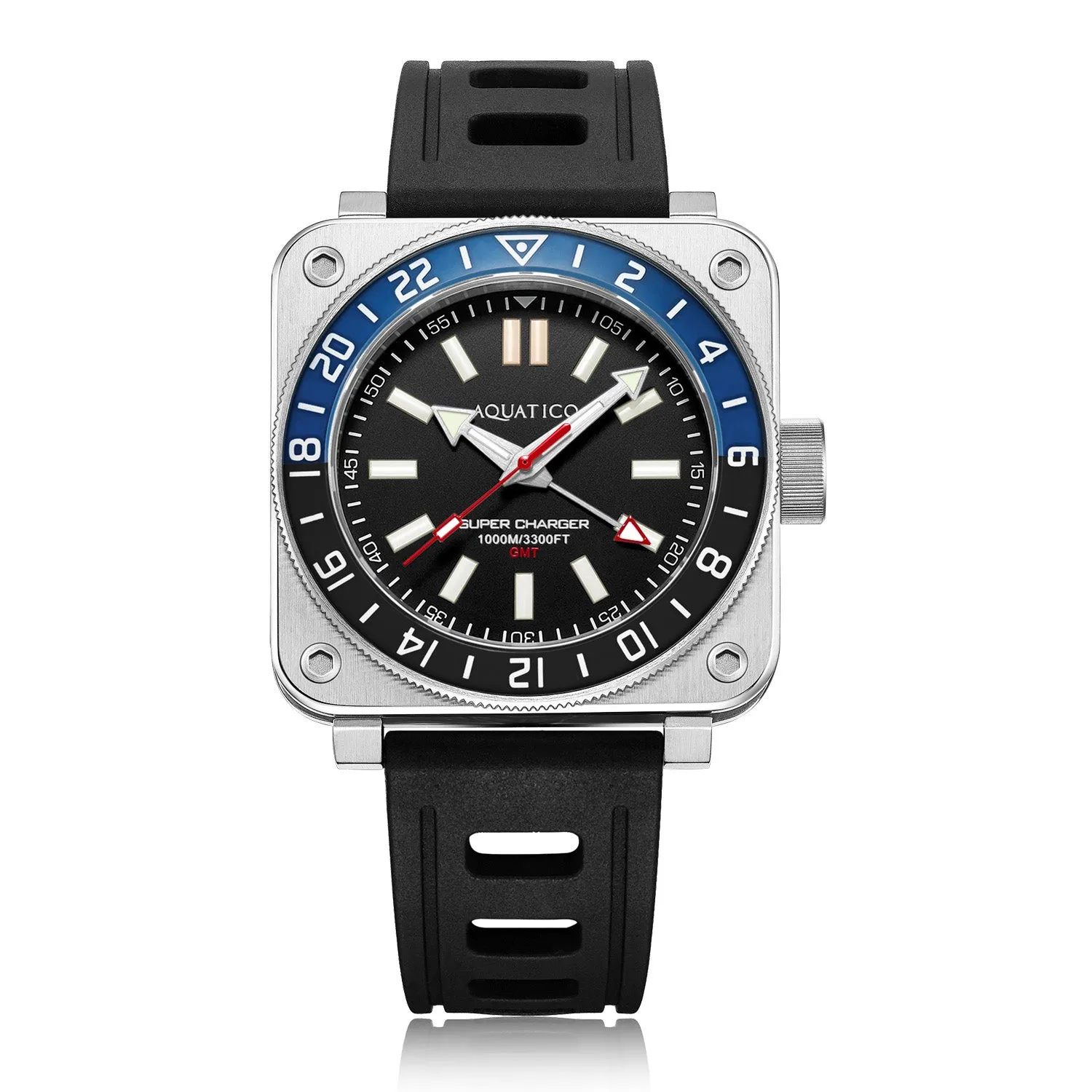 Aquatico Steel Man GMT Watch (Black Dial Batman Bezel) NO DATE