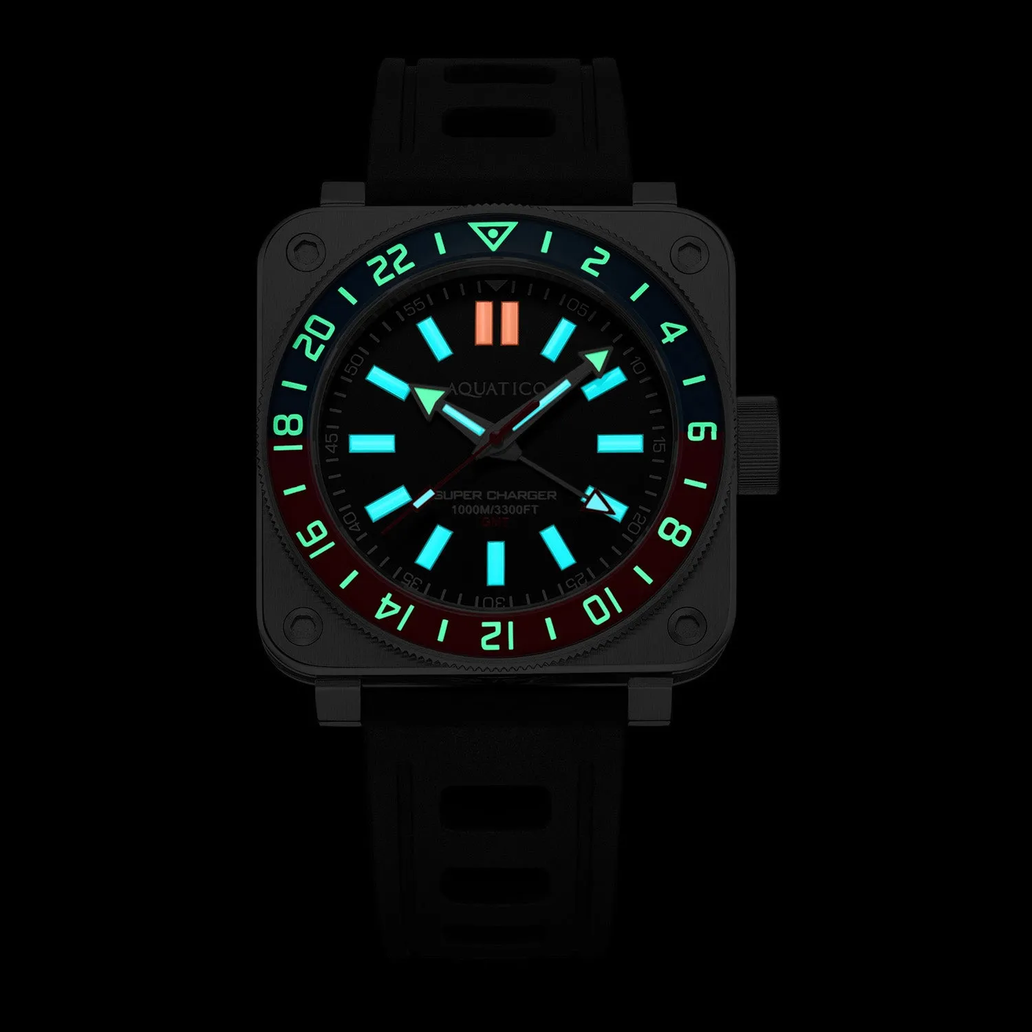 Aquatico Steel Man GMT Watch (Black Dial Batman Bezel) NO DATE