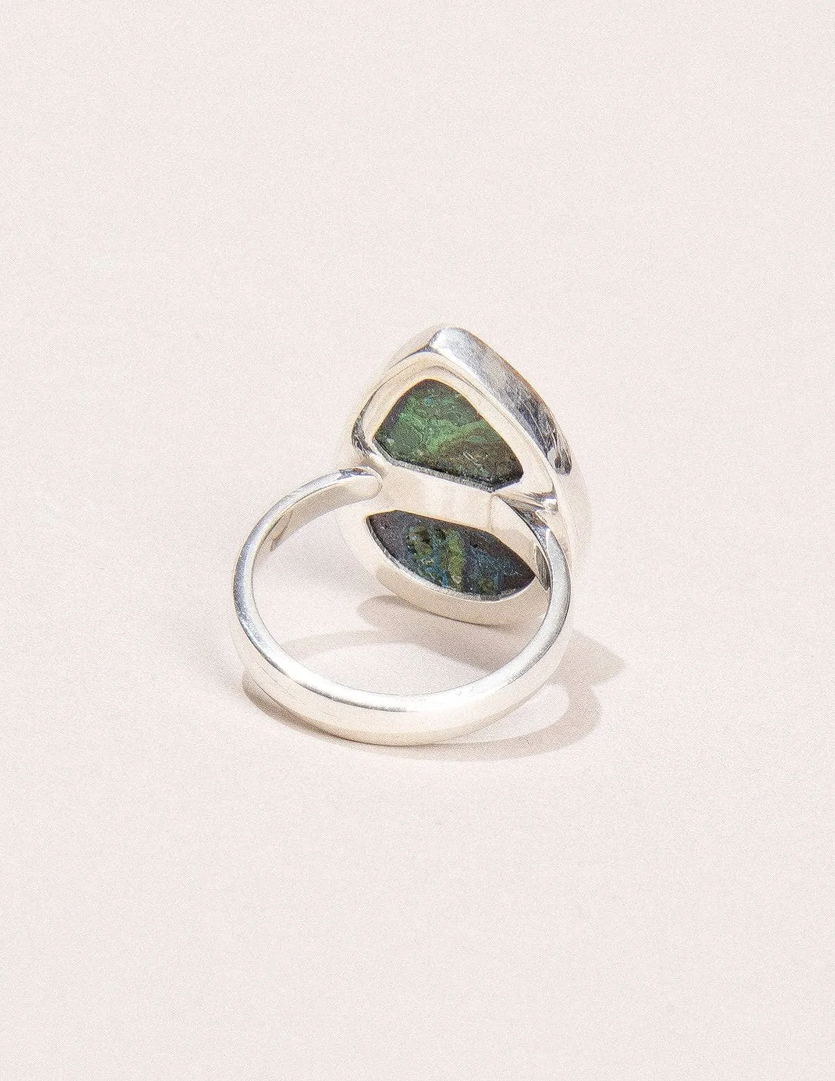 Azurite Malachite Teardrop Gemstone Ring - Adjustable