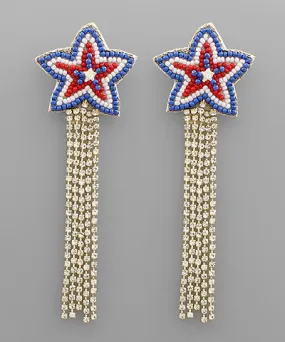 Beaded Star And Tassel Earrings