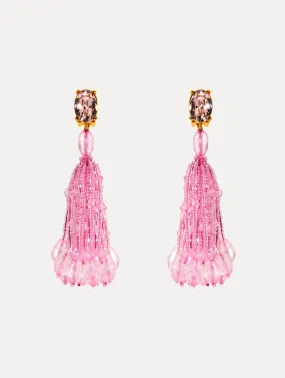 Beaded Tassel Clip-On Earrings