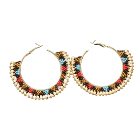 Blazin Roxx Ladies Beaded & Crystal Studded Gold Hoop Earrings D460013897