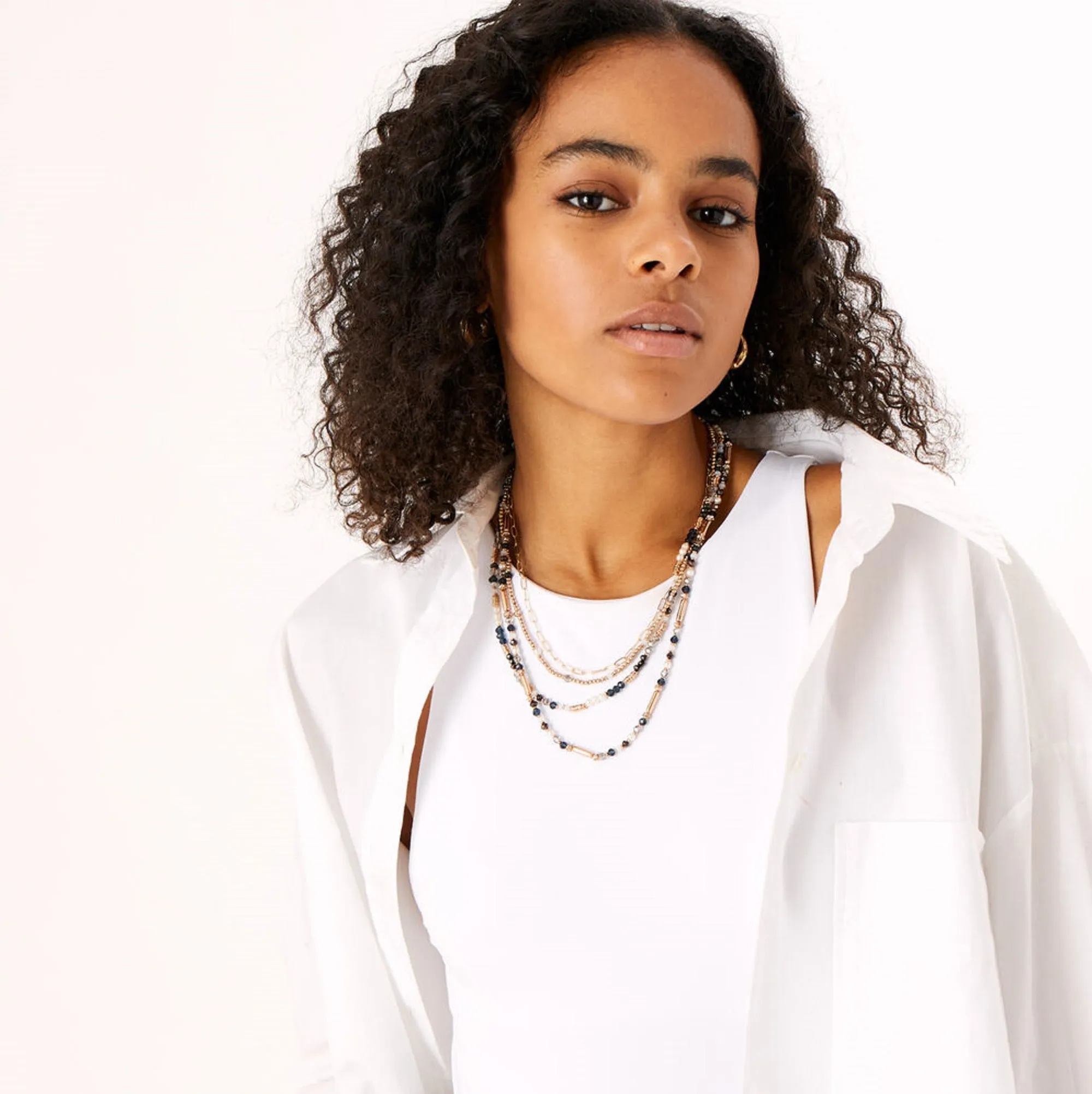 Blue Harvest Beaded Multi Layer Collar
