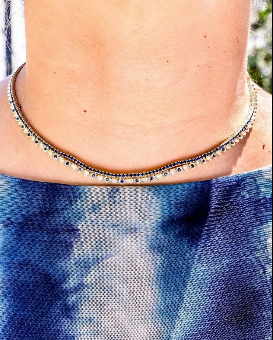 Blue Sapphire Small Tennis Necklace