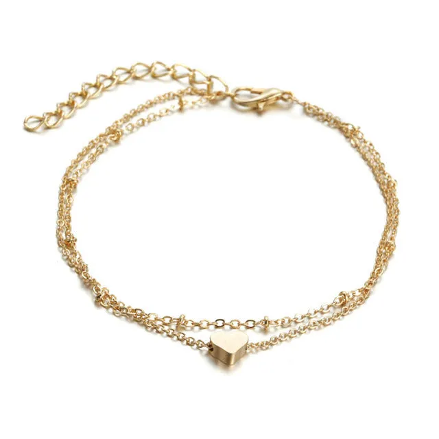 Bohemia Beach Barefoot Sandals Anklet Chain Gold Leaf pendant