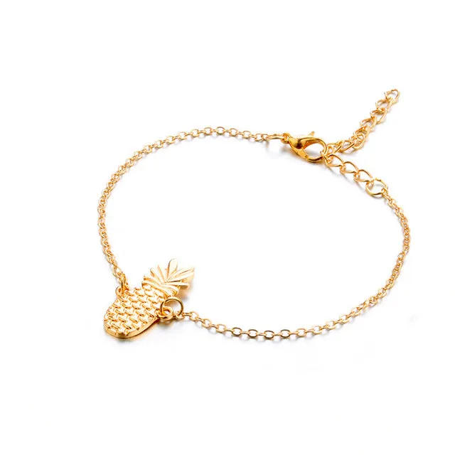 Bohemia Beach Barefoot Sandals Anklet Chain Gold Leaf pendant