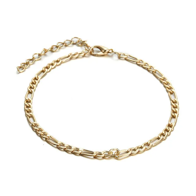Bohemia Beach Barefoot Sandals Anklet Chain Gold Leaf pendant