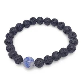 Bracelet -Lava Stone 8mm & Sodalite 10mm