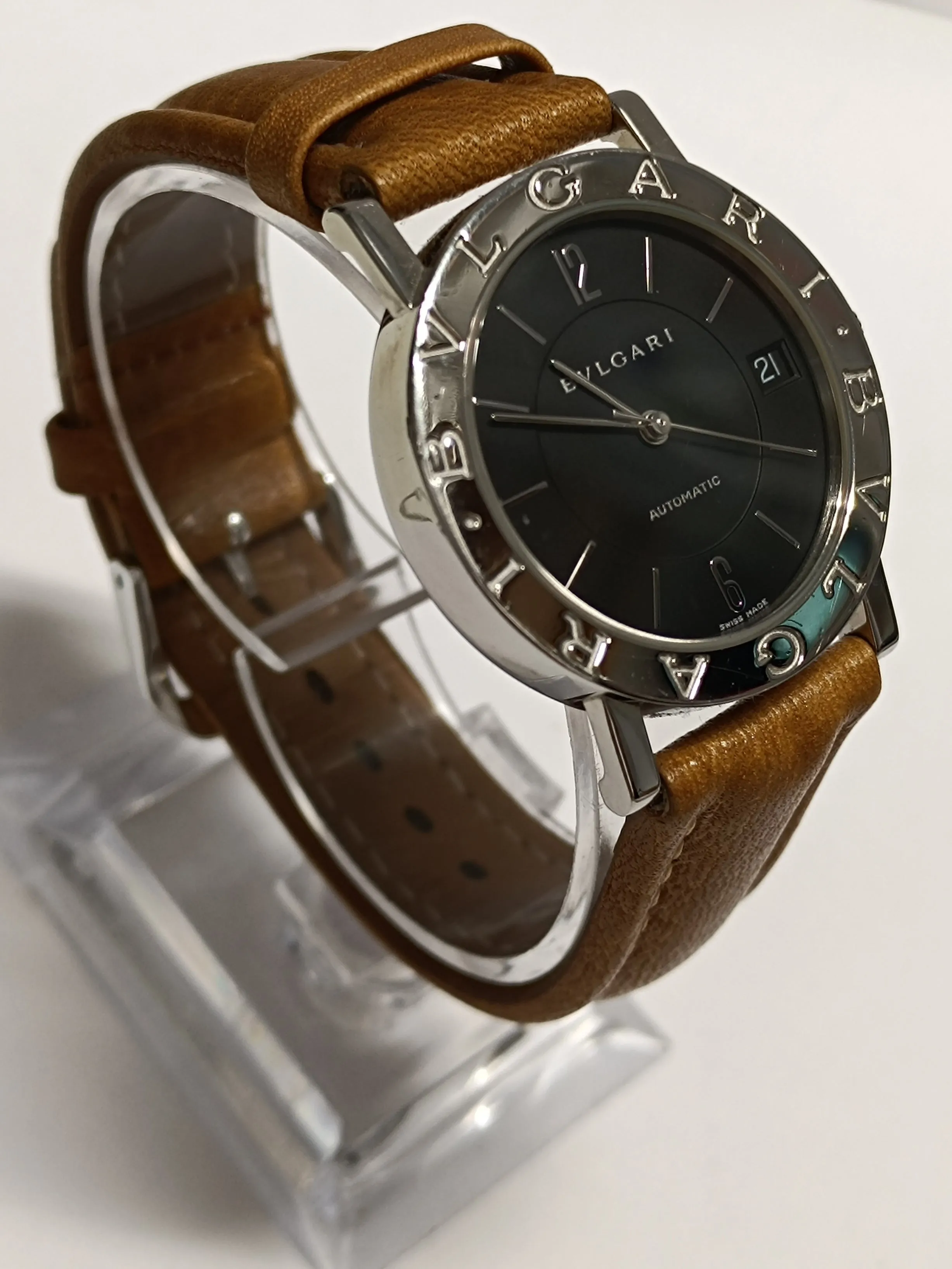 BVLGARY Rare Limited Unisex SS Black Dial Date Wrist Watch - 8K APR w/ COA!